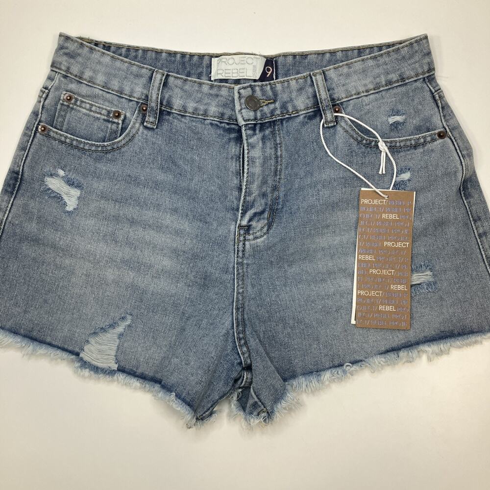 Project Rebel Denim Cut Off Shorts Juniors 9 Blue Jeans Distressed NWT